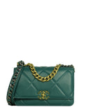 Chanel Blue-Green Lambskin Quilted 19 Wallet On Chain WOC Crossbody Bag