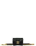 Chanel Black & Gold Caviar Leather Mini Melody Belt Bag Card Holder