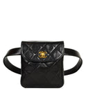 Chanel '90s Black Lambskin Quilted Belt Bag sz 75/30"