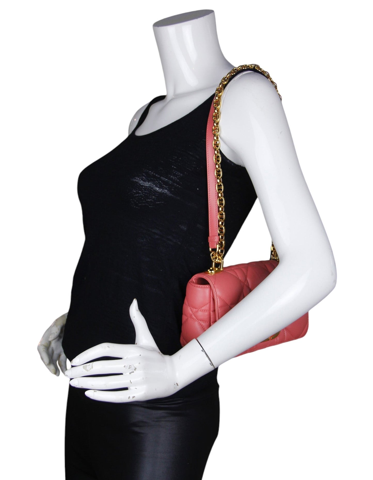 Christian Dior Pink Leather Cannage Small Caro Bag