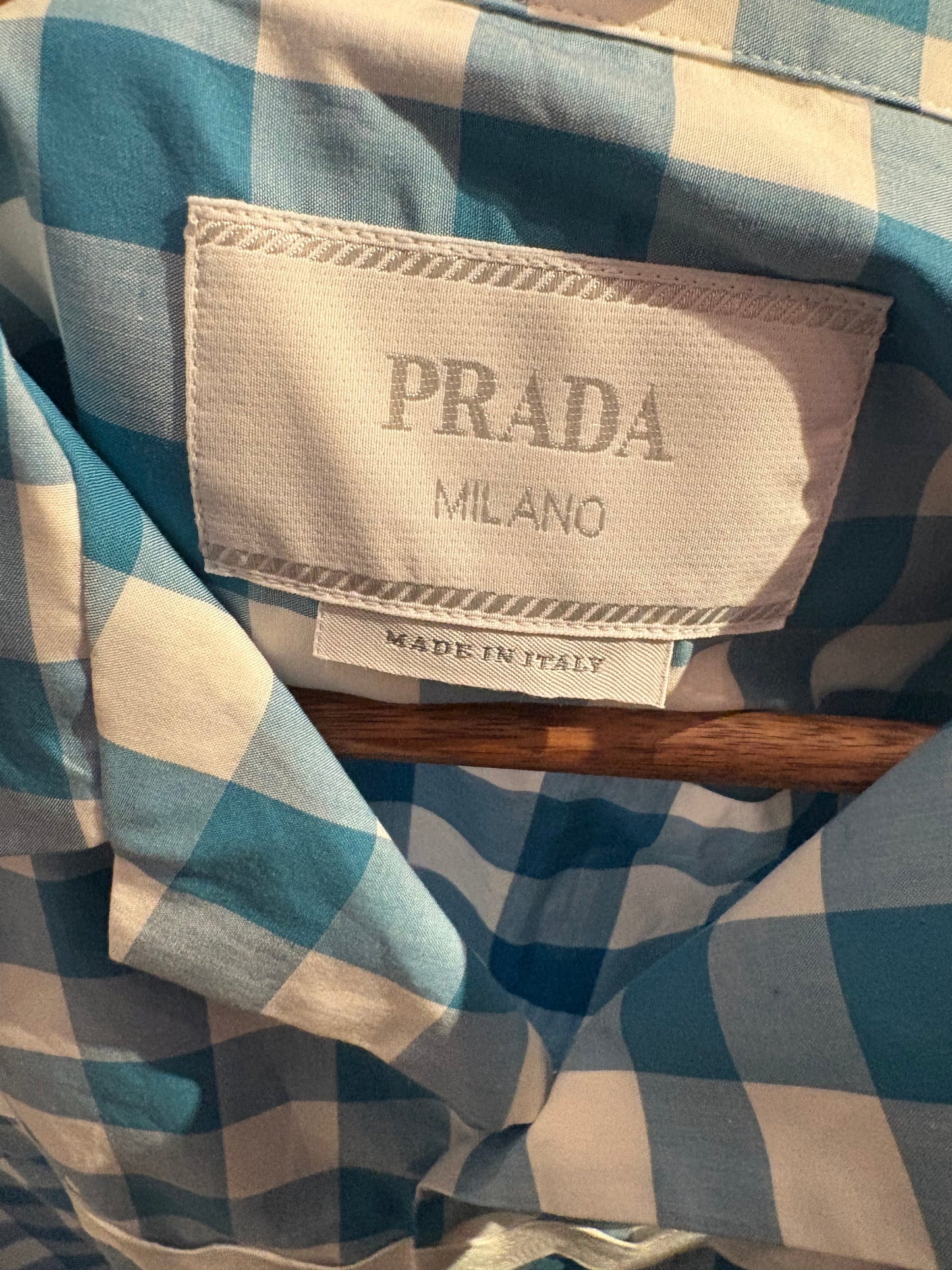 Prada Blue Gingham Button Down Shirt
