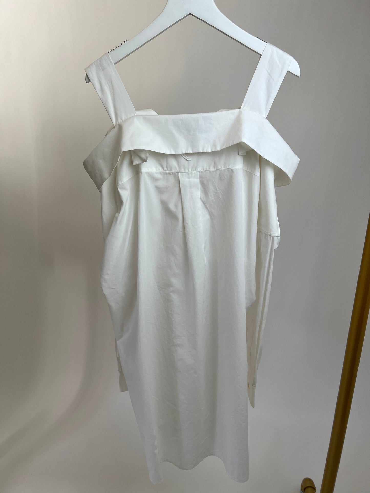Prada White Poplin Button Down Shirt with Shoulder Strap Detail IT 40 (UK 8)