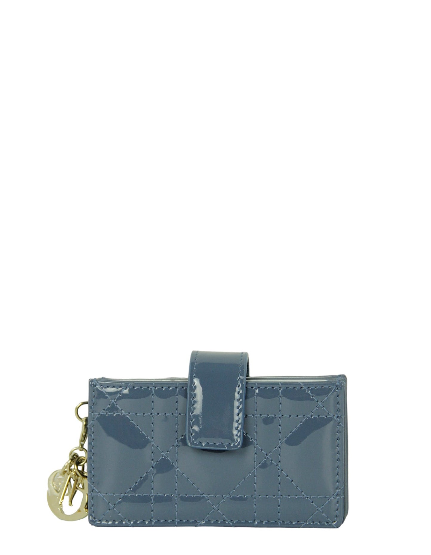 Christian Dior Blue Patent Lady Dior Jasmine Card Holder