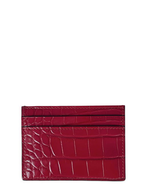 Gucci Red Alligator GG Marmont Card Case Wallet