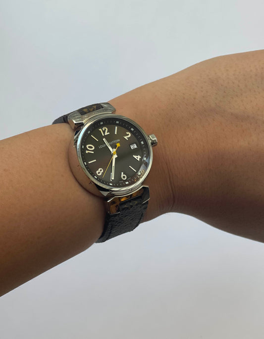 Louis Vuitton Monogram Tambour Brun 28mm Quartz Watch