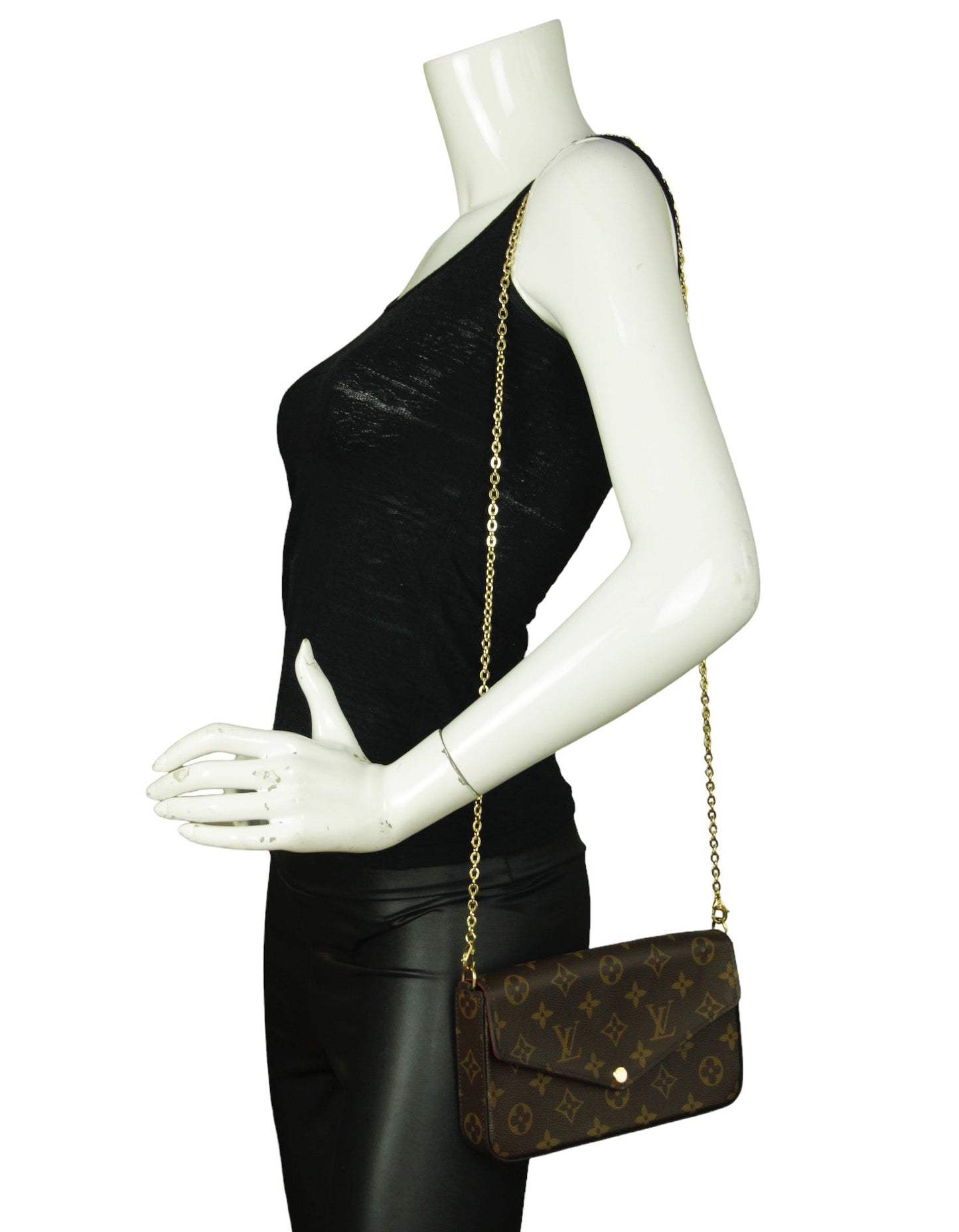 Louis Vuitton Monogram/ Fuchsia Felicie Chain Wallet Crossbody