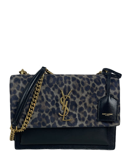 Saint Laurent Medium Sunset Leopard Print Shoulder Bag