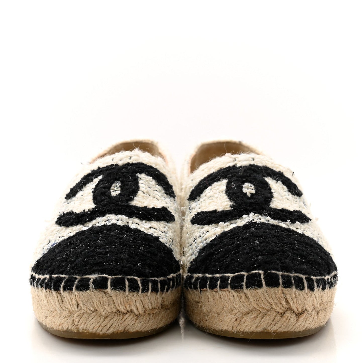 Amelia Tweed CC Espadrilles 36 Ecru White Blue Black