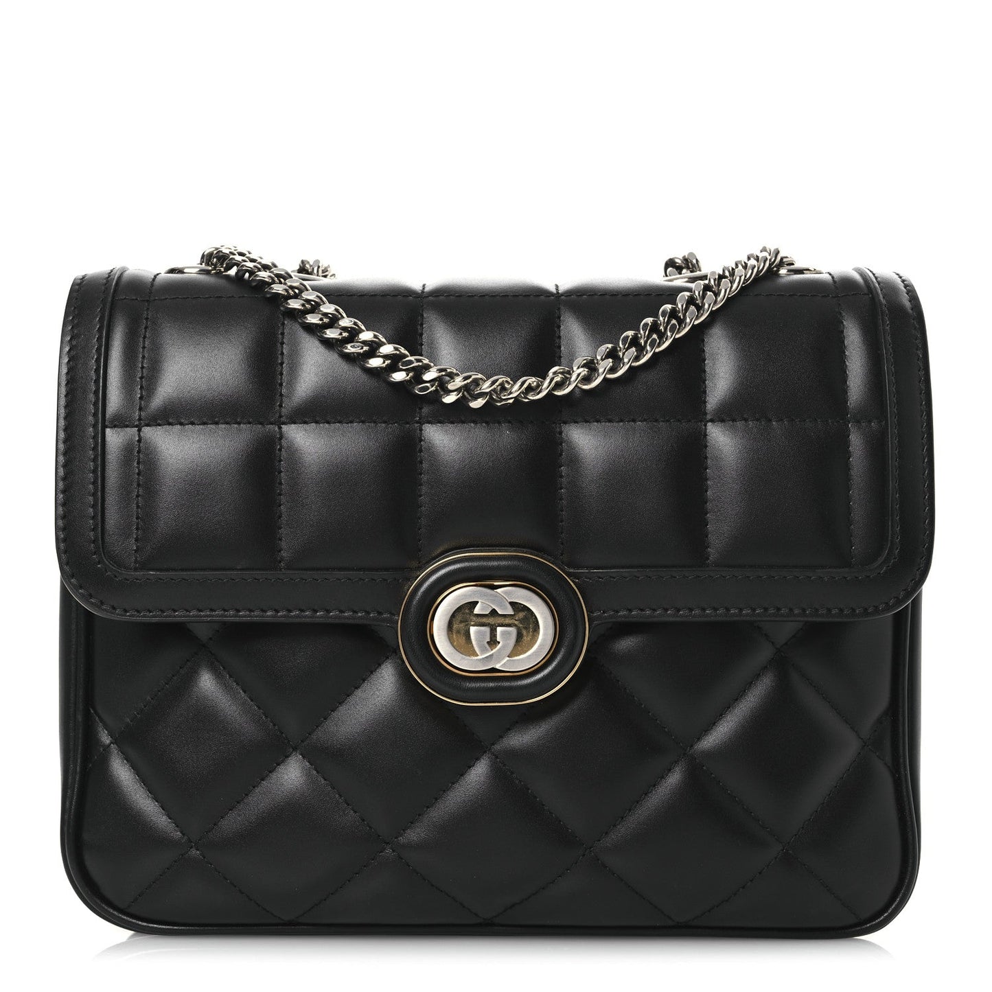 Amelia Calfskin Quilted Small Deco Shoulder Bag Black