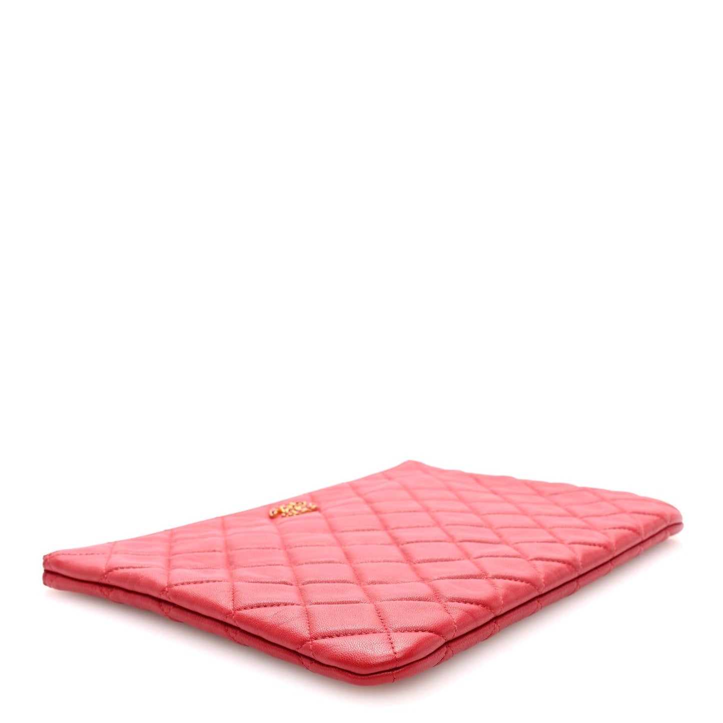 Amelia Lambskin Quilted 19 Medium Cosmetic Case Red