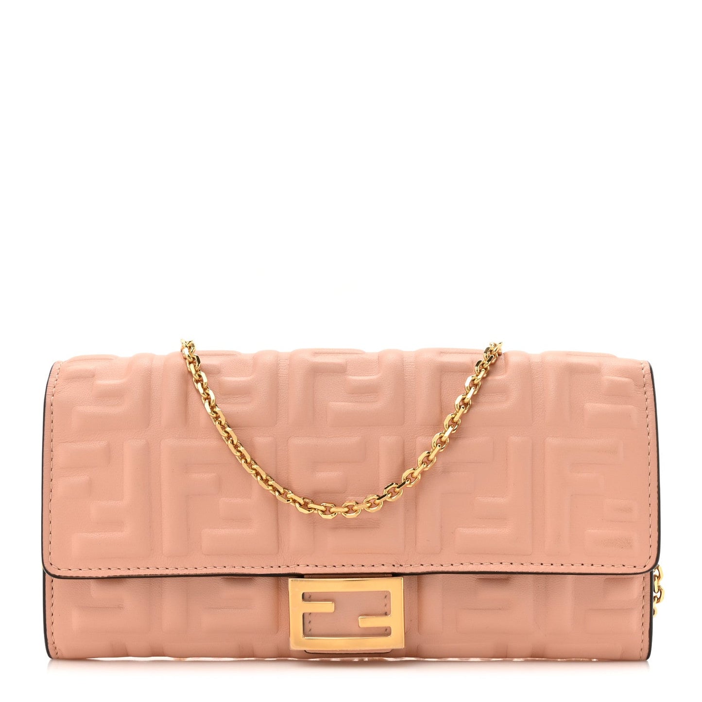 Amelia Nappa Matisse FF Embossed Continental Wallet On Chain Baby Pink
