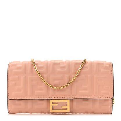 Amelia Nappa Matisse FF Embossed Continental Wallet On Chain Baby Pink