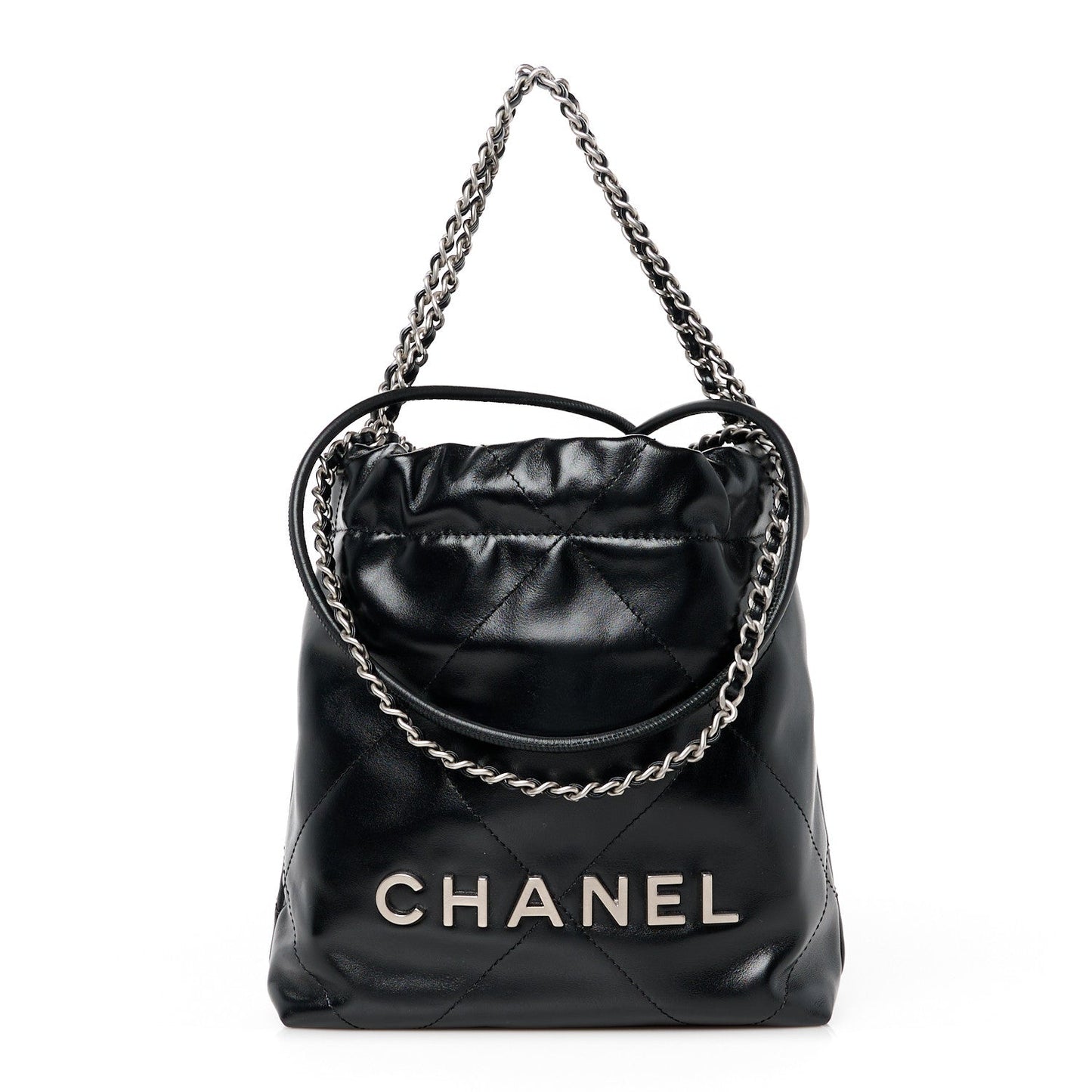 Amelia Shiny Calfskin Quilted Mini 22 Black