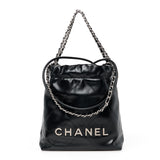 Amelia Shiny Calfskin Quilted Mini 22 Black
