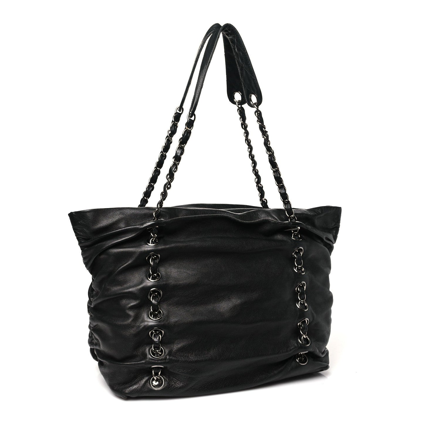 Amelia Lambskin Timeless Sharpei Chain Shoulder Bag Black