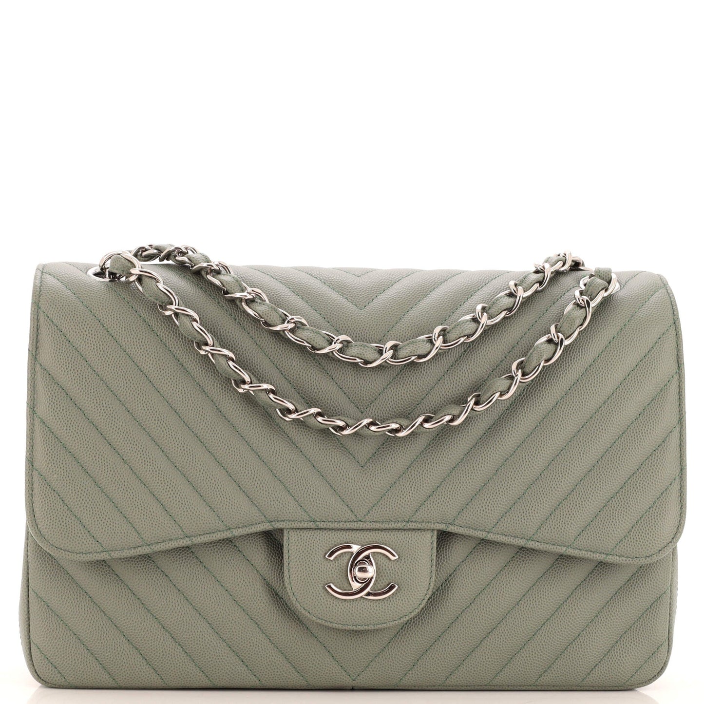 CHANEL Classic Double Flap Bag Chevron Caviar Jumbo