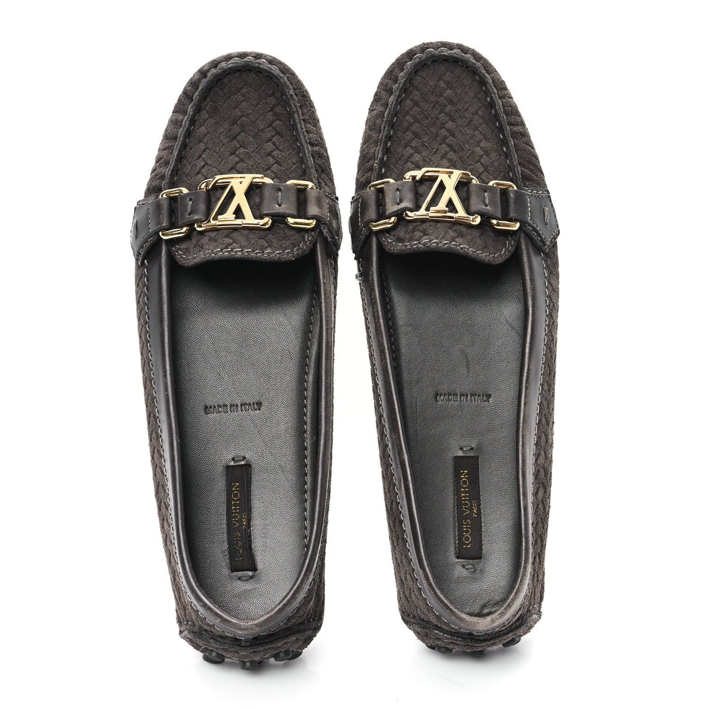 Louis Vuitton Suede Woven Oxford Loafers Brown