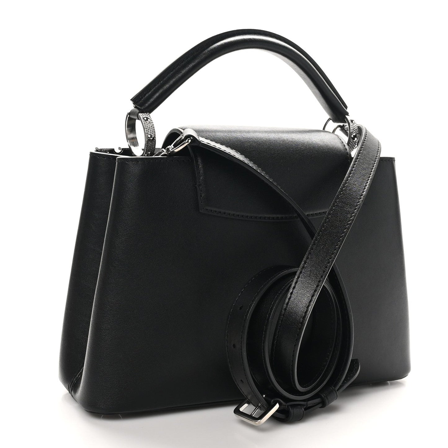 Louis Vuitton Smooth Calfskin Crystal Flowers Capucines BB Black