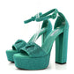 Prada Satin Crystal Triangle Logo 40/135mm Platform Sandals 38 Mango