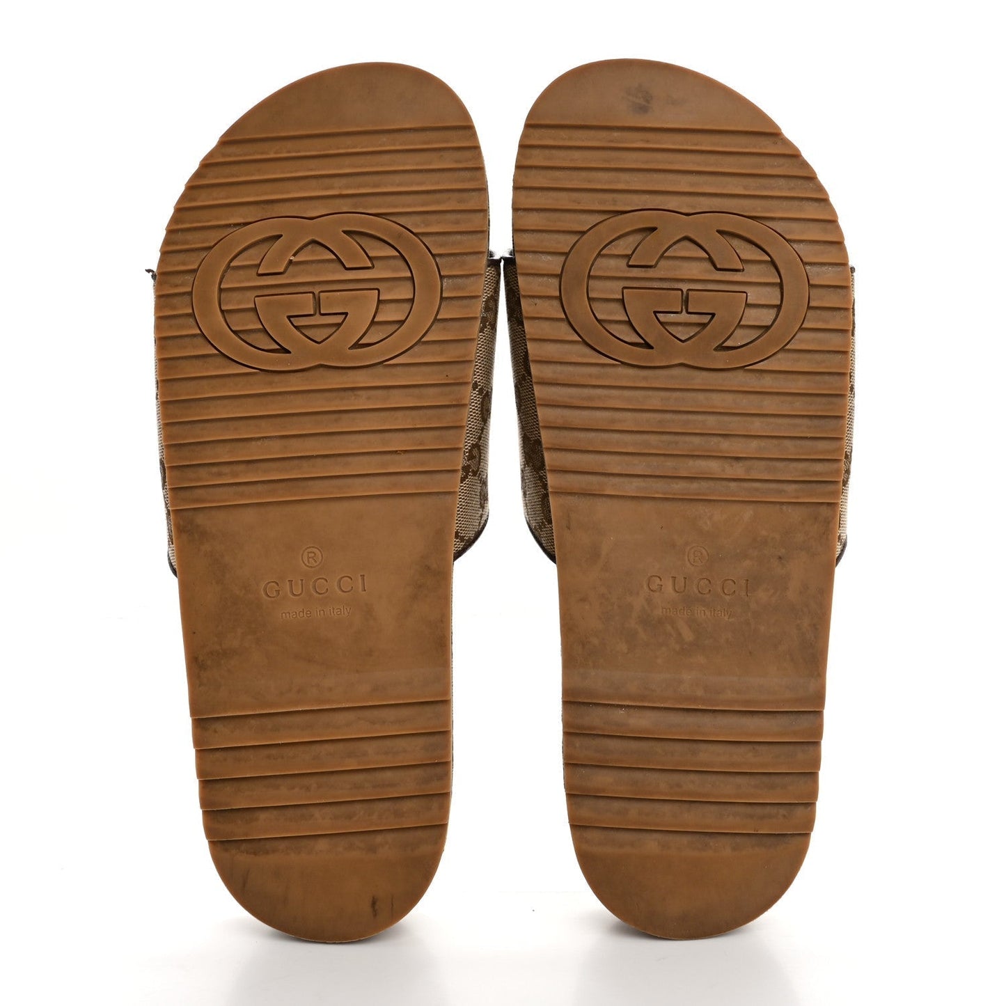 Amelia Canvas GG Monogram Mens Slide Sandals 10 Beige