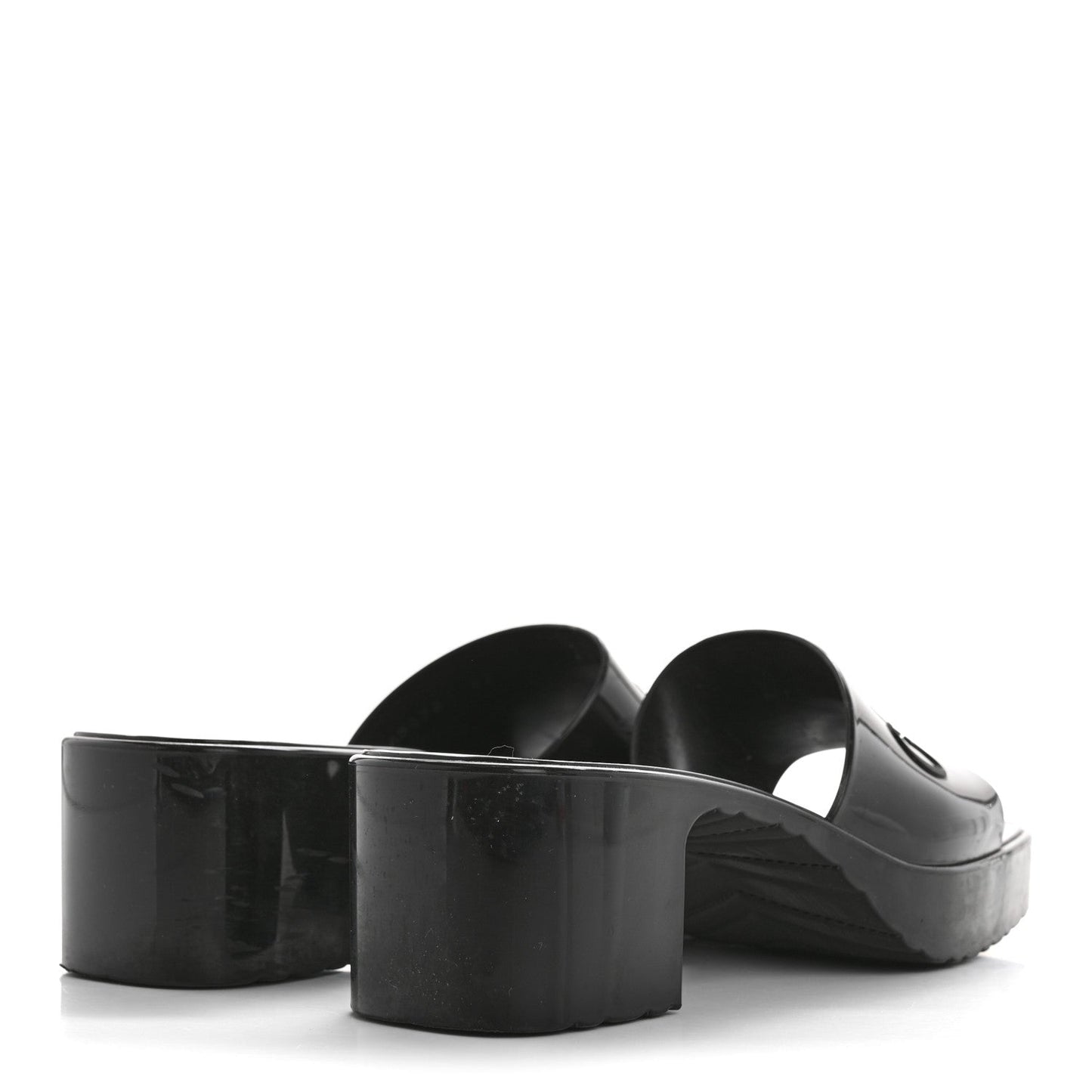 Amelia Rubber Logo Womens Platform 20/60mm Slide Sandals 35 Black