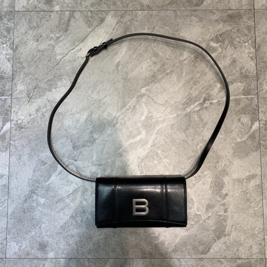 BLN-Ciaga Hourglass Wallet Bag In Black, For Women,  Bags 8in/20cm