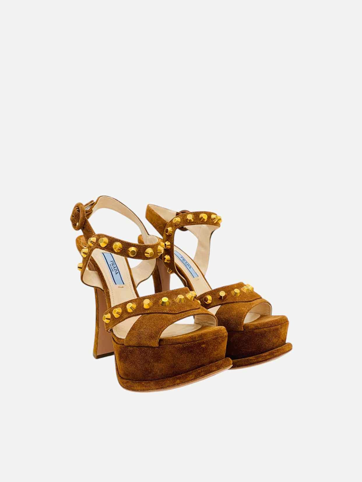 PRADA Abstract Brown Size EU 36.5 Heeled Sandals