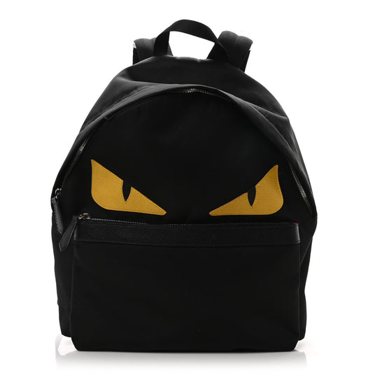 Amelia Nylon Vitello Elite Monster Eyes Rounded Backpack Black Yellow