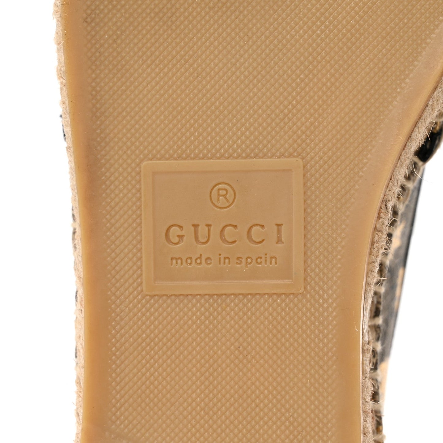 Amelia GG Supreme Monogram Bees Espadrille Flats 38.5 Beige Ebony Oro Black