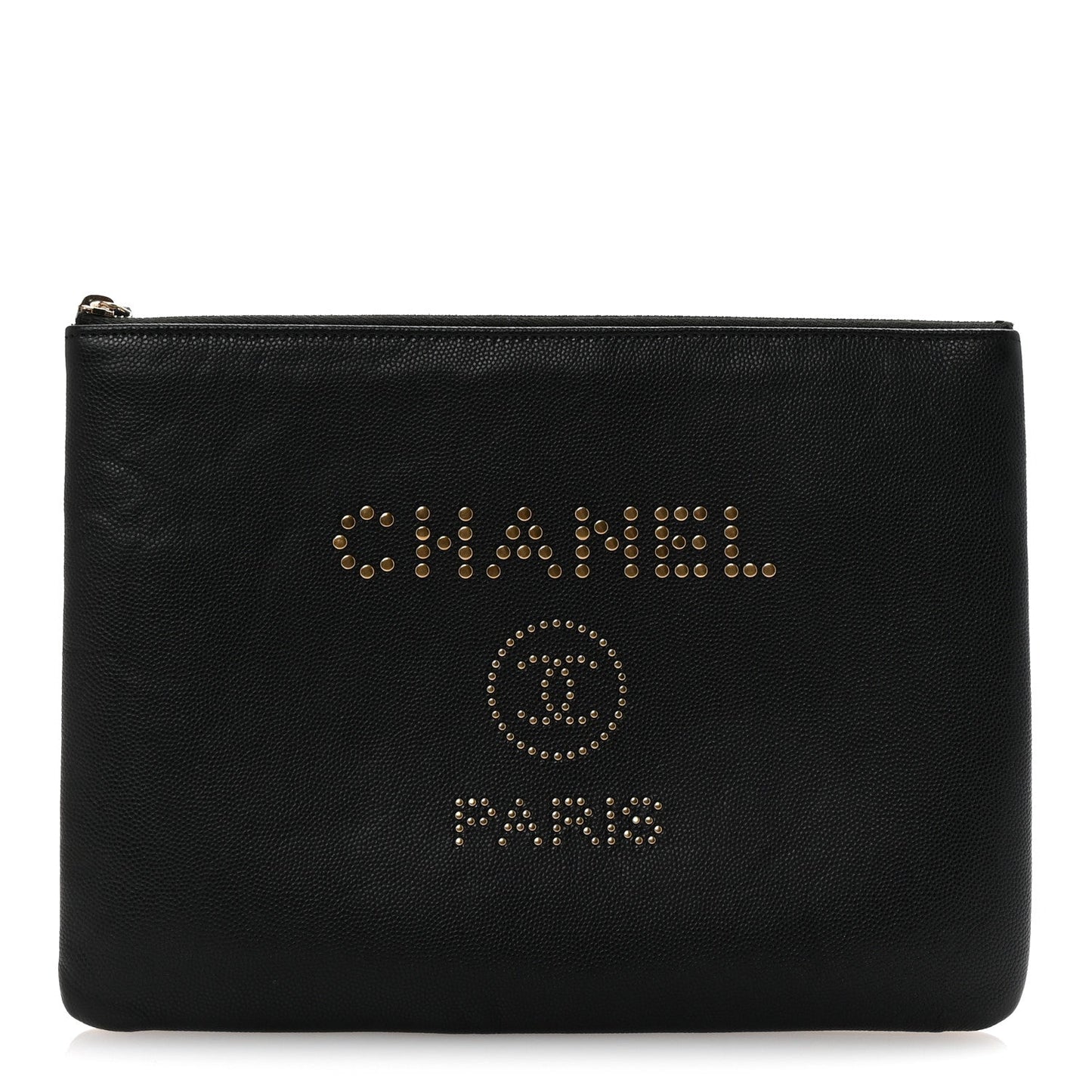 Amelia Caviar Studded Medium Deauville Pouch Black