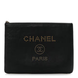 Amelia Caviar Studded Medium Deauville Pouch Black
