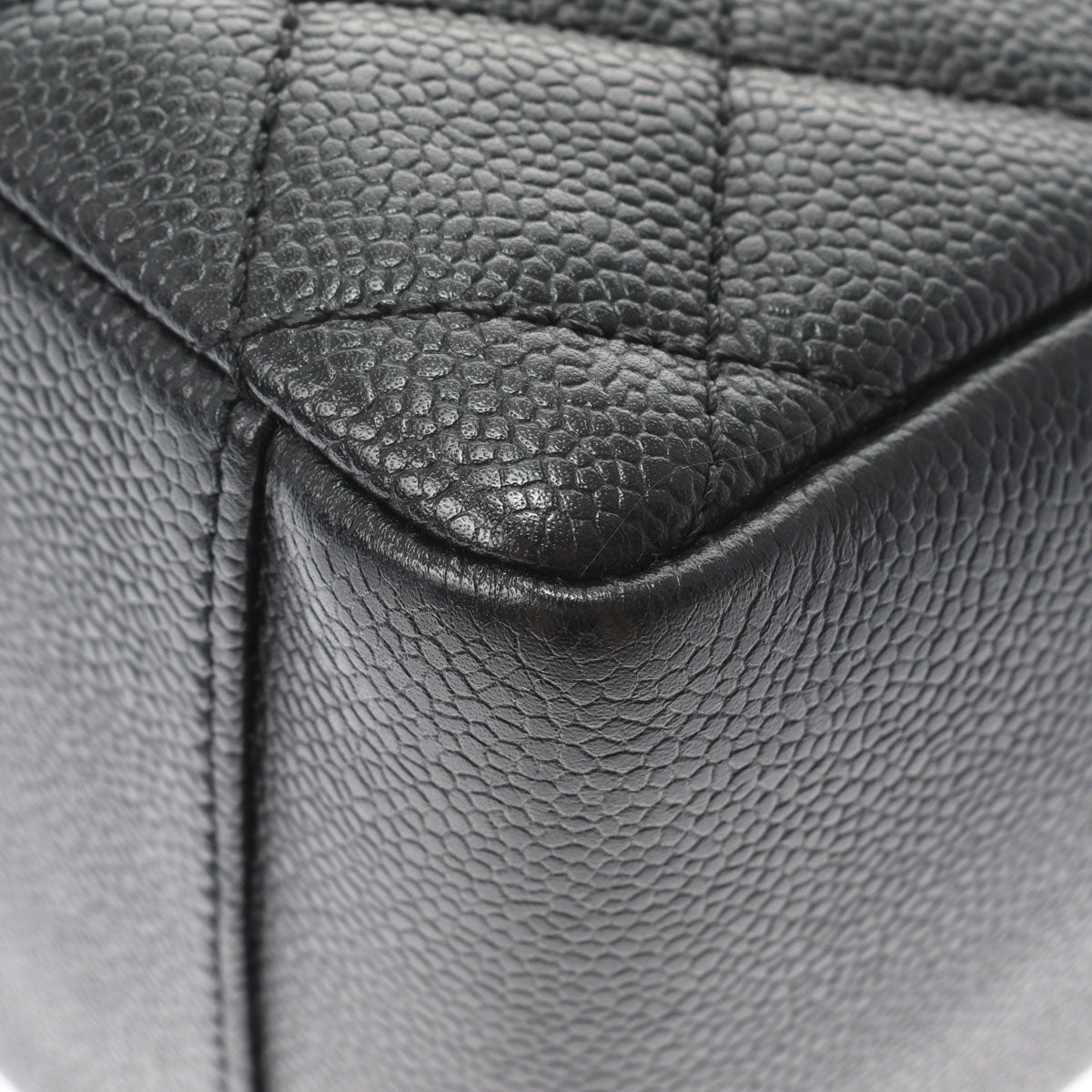 Chanel Cococabas Black Silver Hardware Leather Shoulder Bag