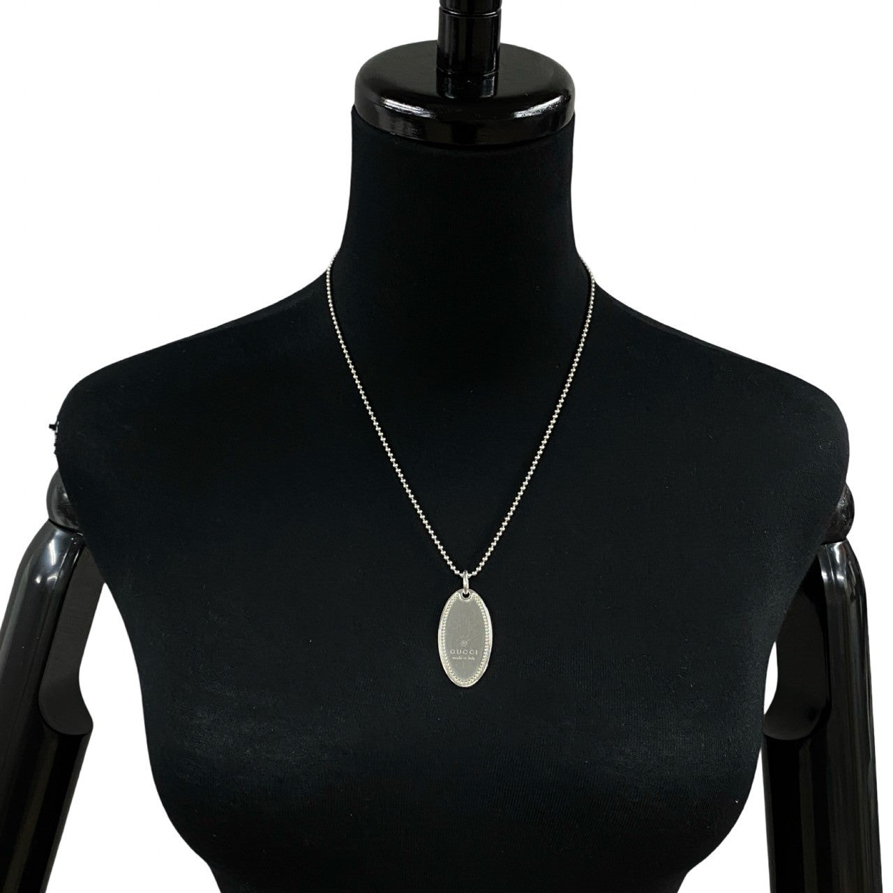 Gucci Oval Tag Silver 925 Necklace