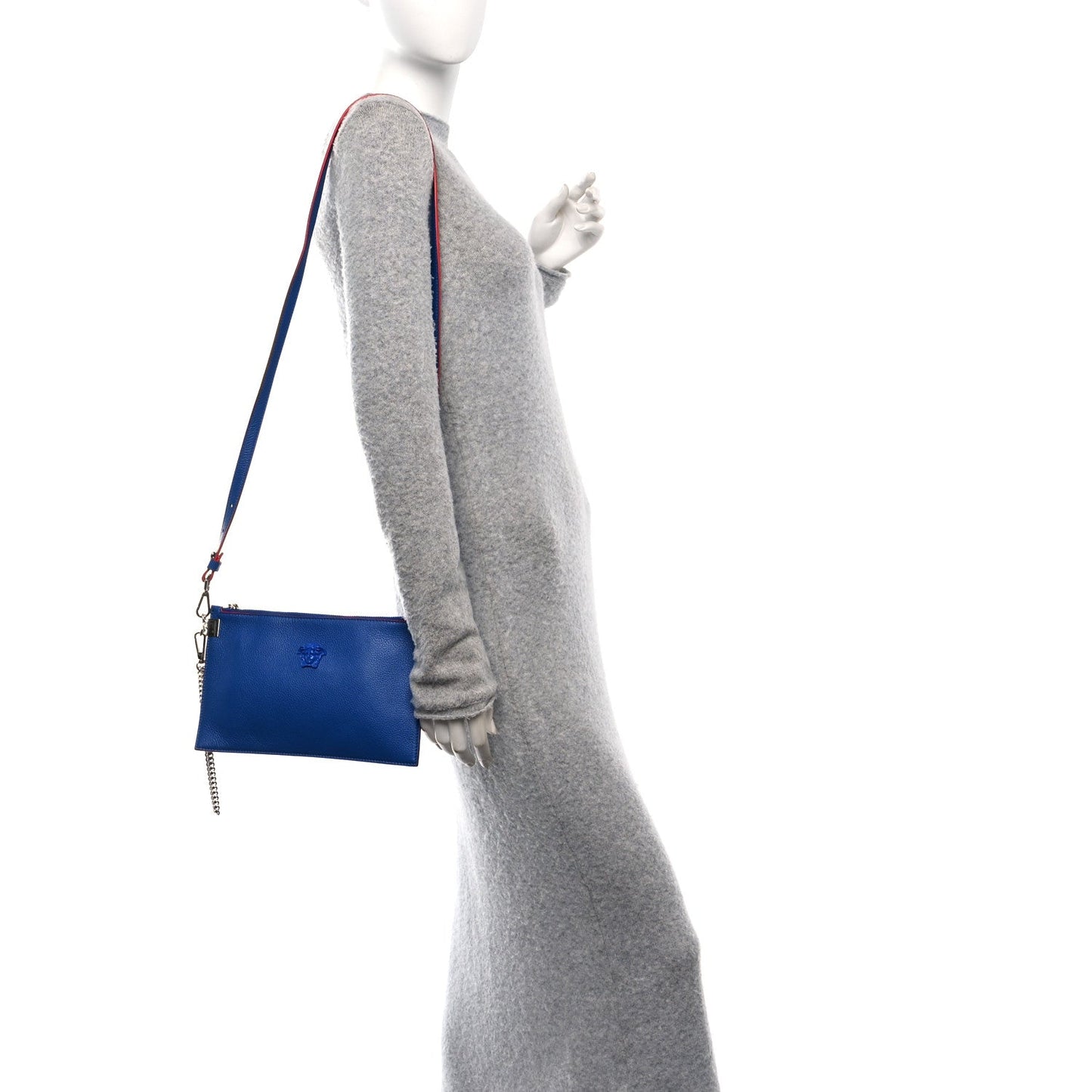 Versace Calfskin Medusa Crossbody Flat Pouch Blue