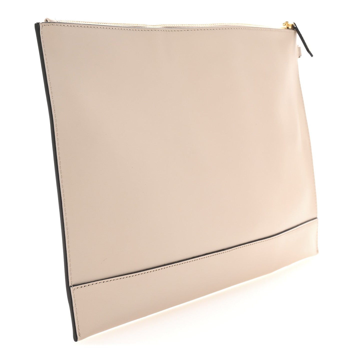 Amelia Vitello King Logo Embossed Large Flat Pouch Poudre