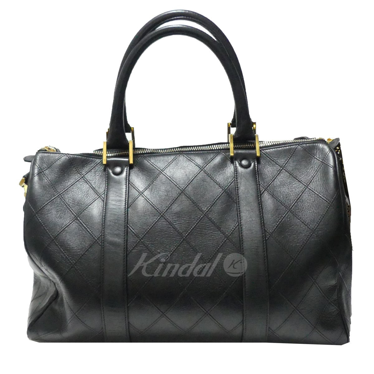 Chanel Bicolor Coco Mark 2way Leather Shoulder Hand Boston Bag