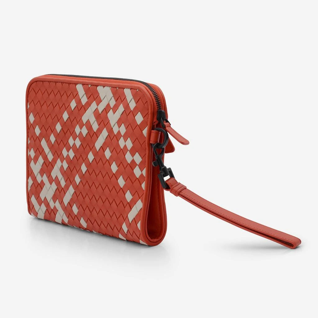 B V  - Two Tone Leather Document Case Wristlet