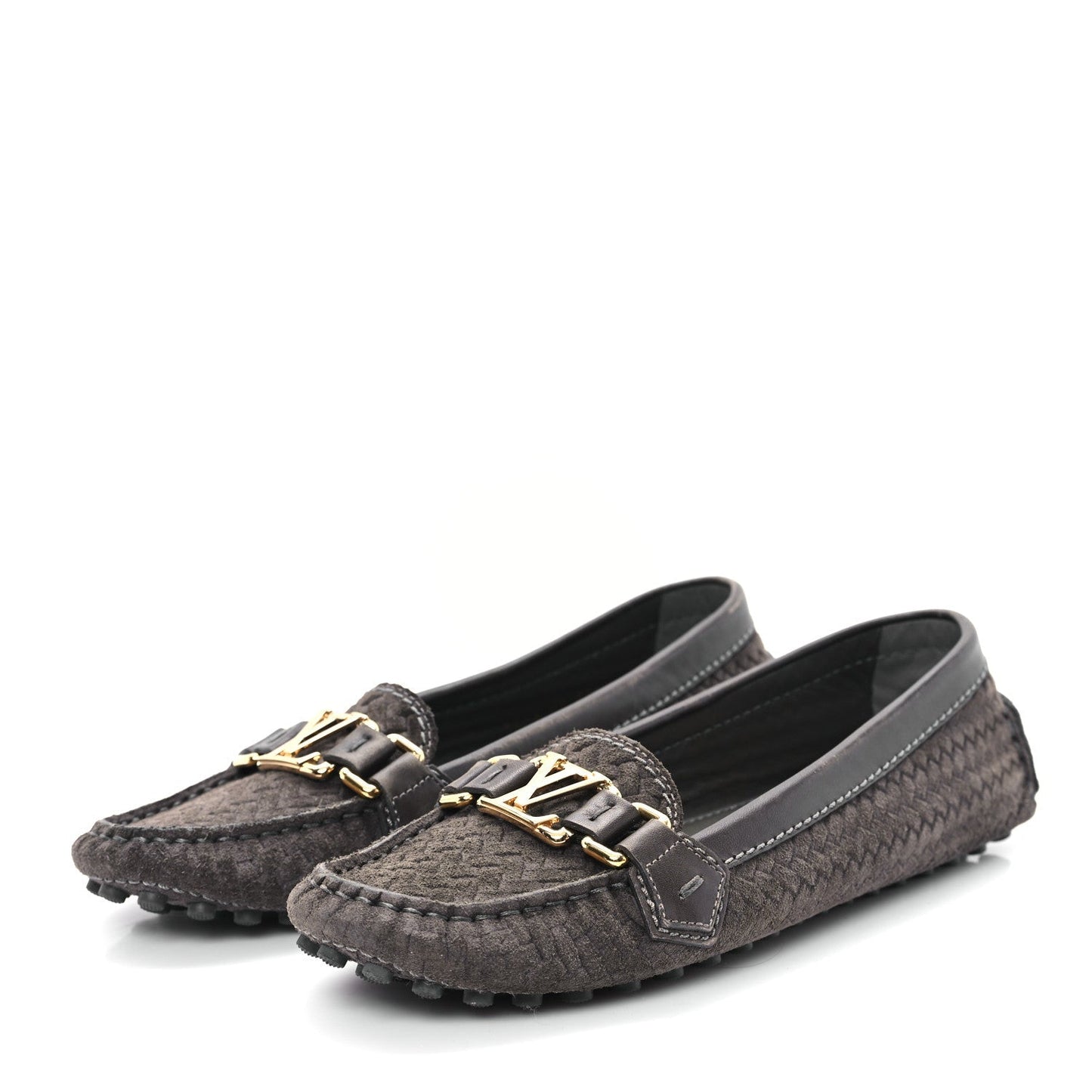 Louis Vuitton Suede Woven Oxford Loafers Brown