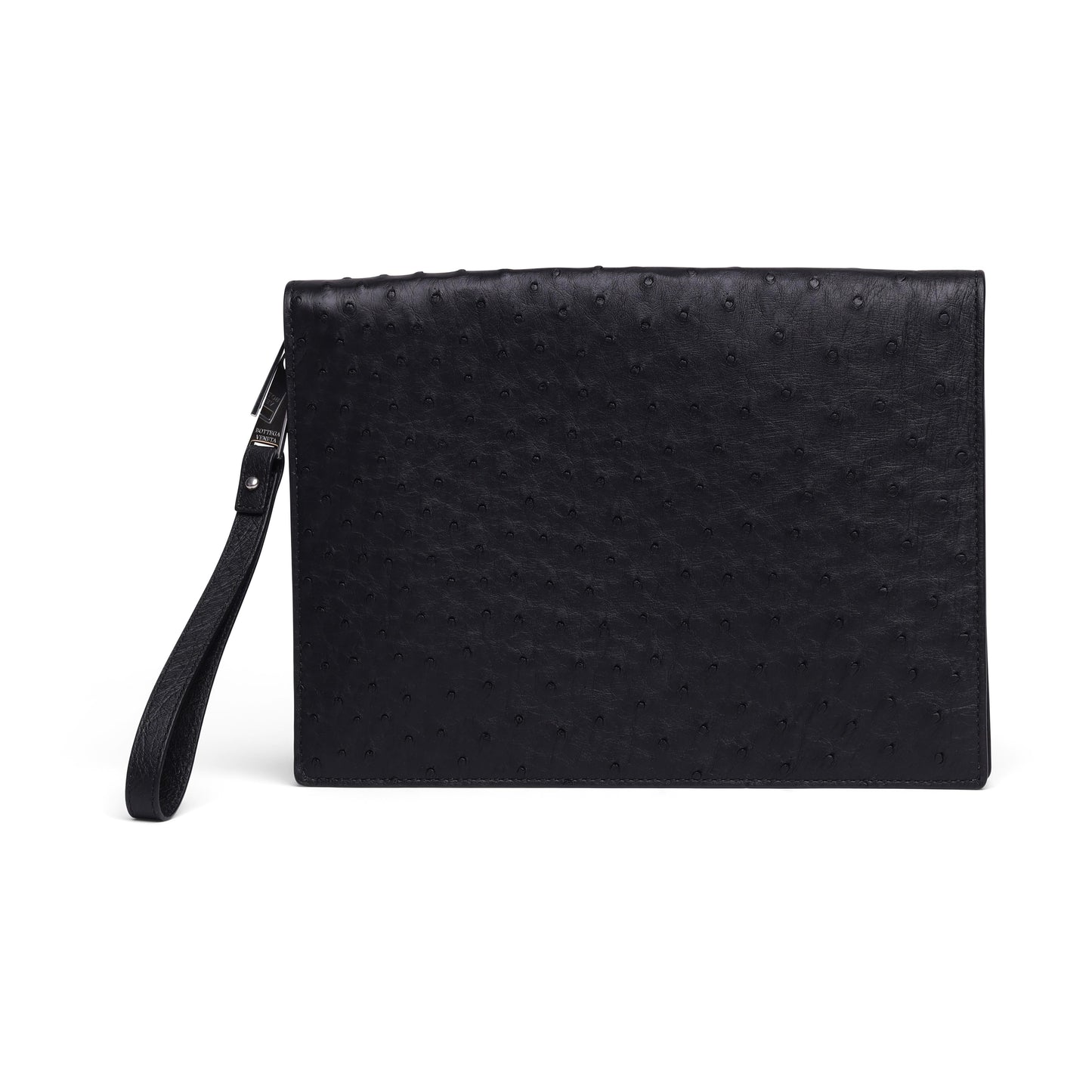 B V  - Ostrich Leather Document Case Wristlet