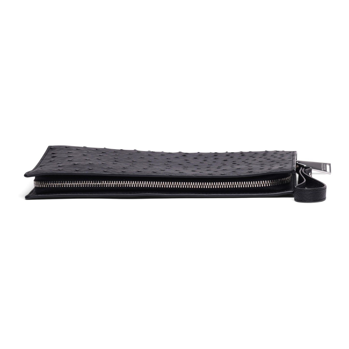 B V  - Ostrich Leather Document Case Wristlet