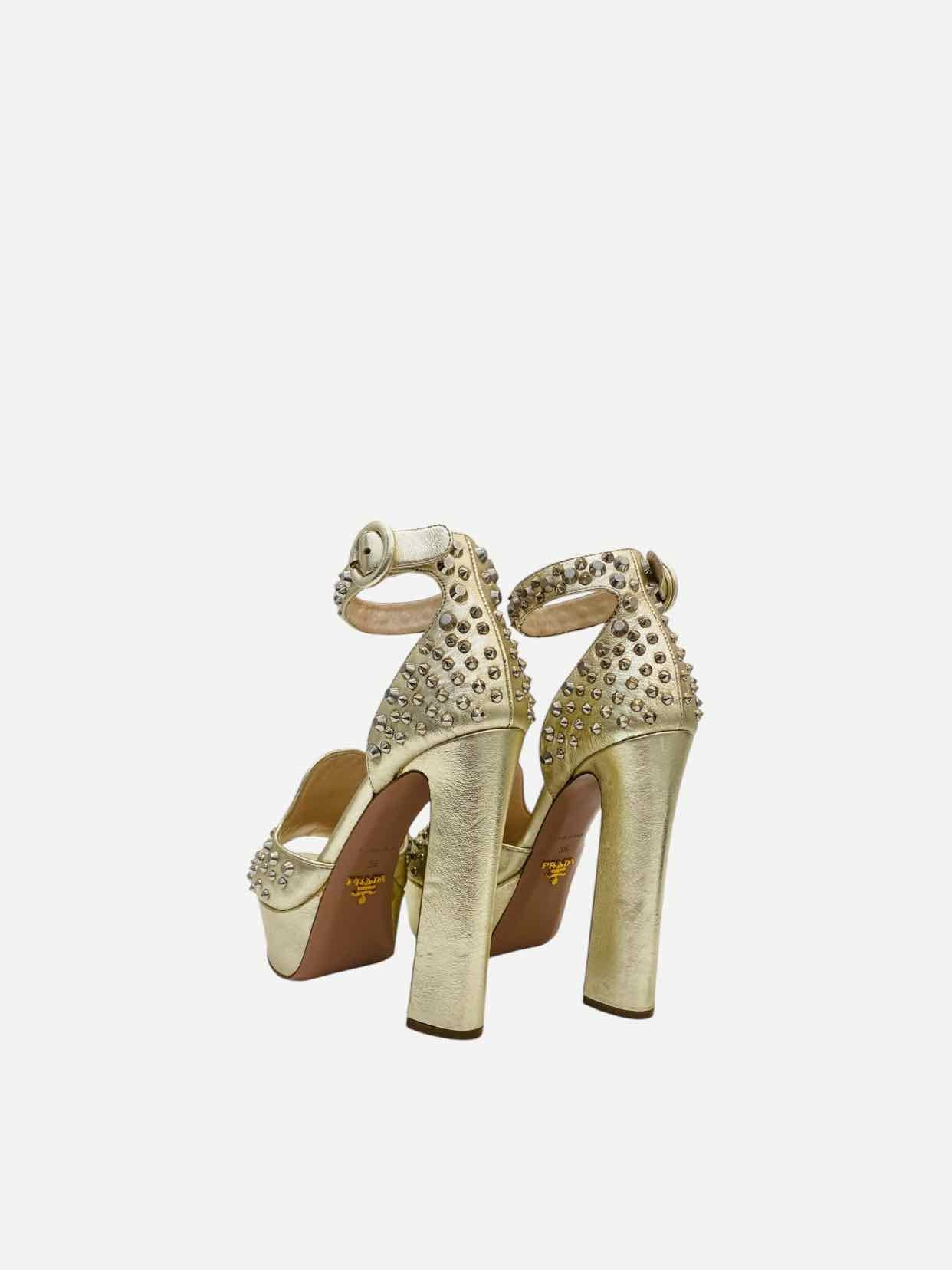PRADA Gold Size EU 36 Heeled Sandals