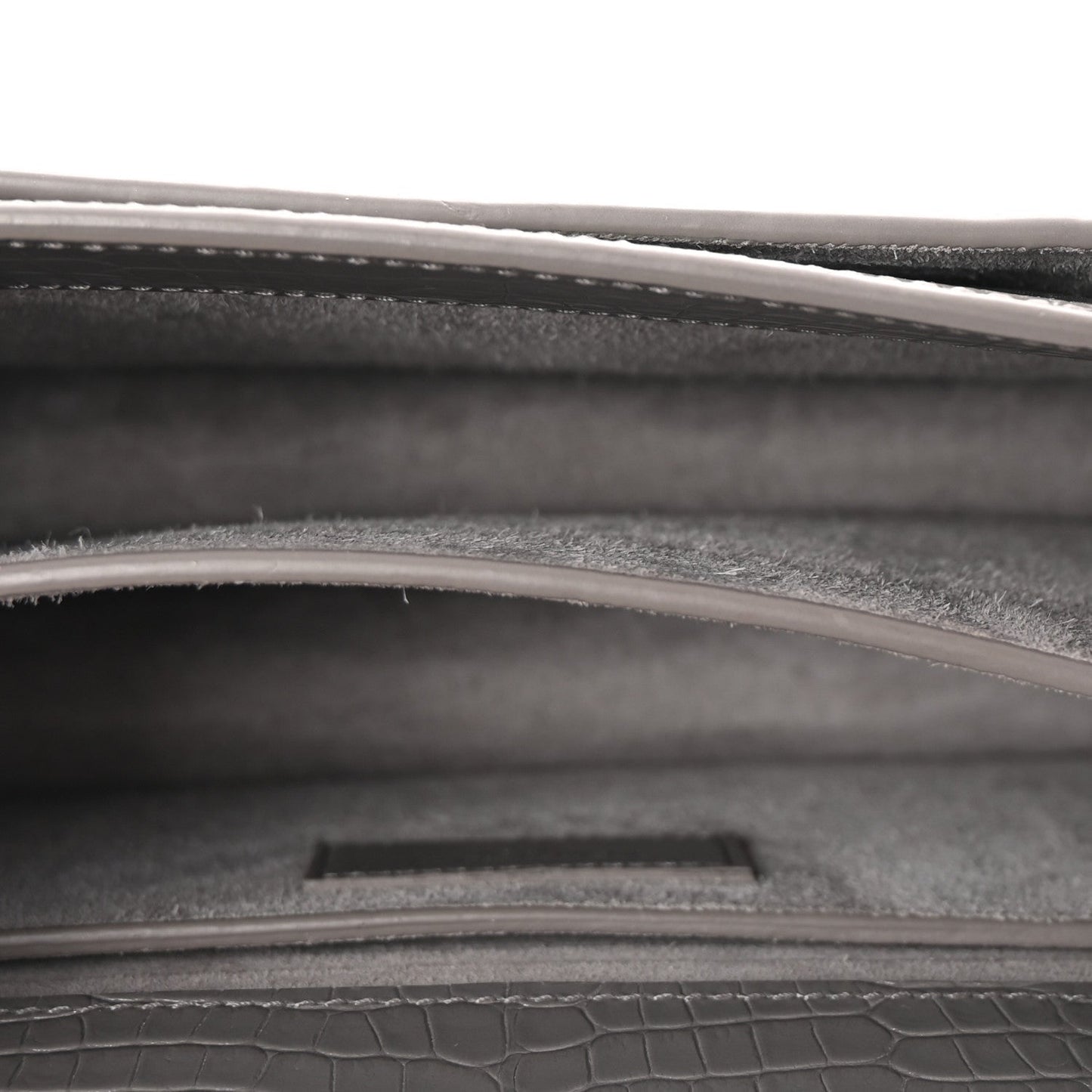 Saint Laurent Calfskin Crocodile Embossed Medium Monogram Sunset Fog