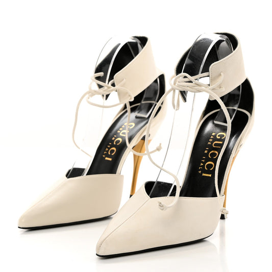 Amelia Soft Nappa Priscilla Ankle Cuff Pumps 40.5 White