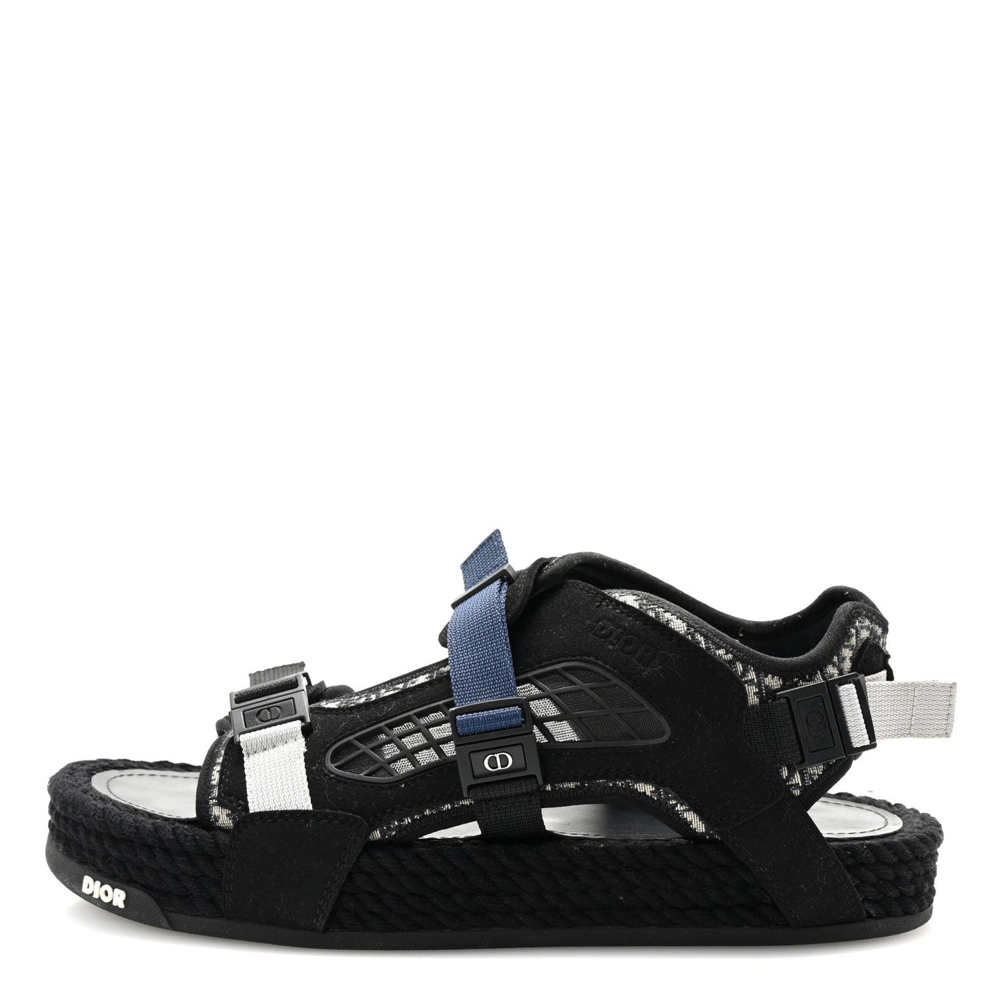 Christian Dior Technical Fabric Oblique Mens Atlas Sandals 44 Black Blue