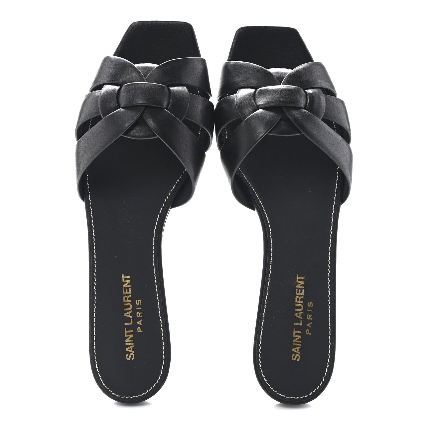 Saint Laurent Calfskin Tribute 05 Slide Sandals 38.5 Black