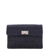 CHANEL Mademoiselle Chocolate Bar Clutch Quilted Denim Small
