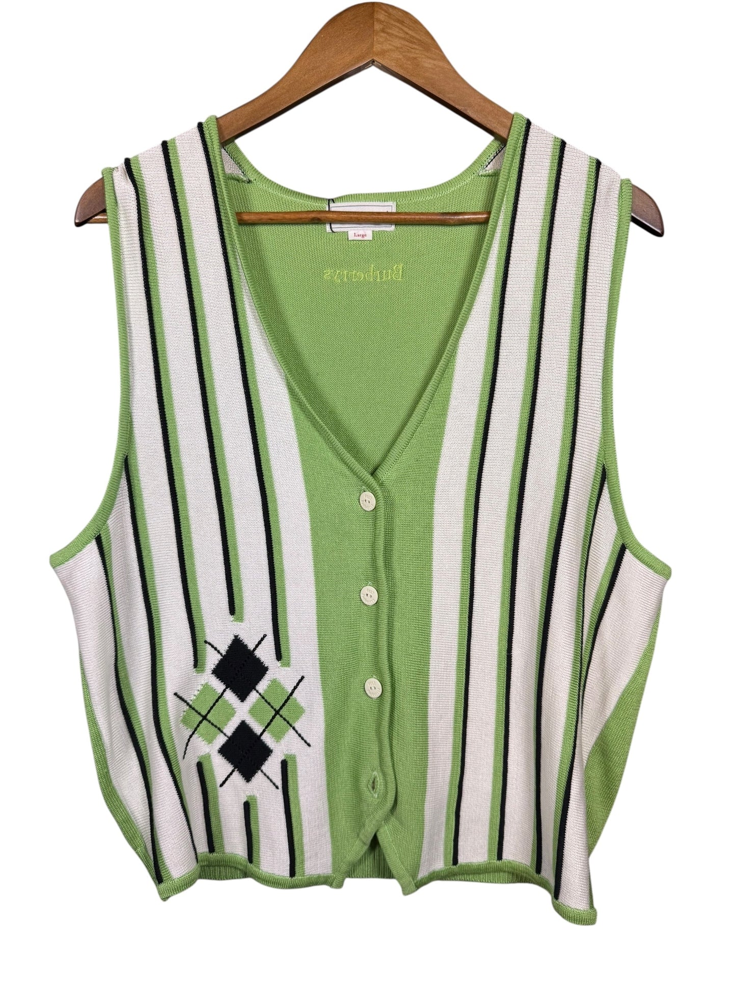 Burberry Striped Button-Up Sweater Vest