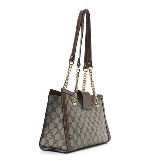 Amelia GG Supreme Monogram Calfskin Small Padlock Tote Beige Ebony Tuscany