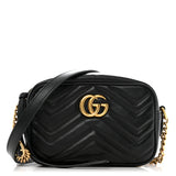 Amelia Calfskin Matelasse Mini GG Marmont Chain Shoulder Bag Black
