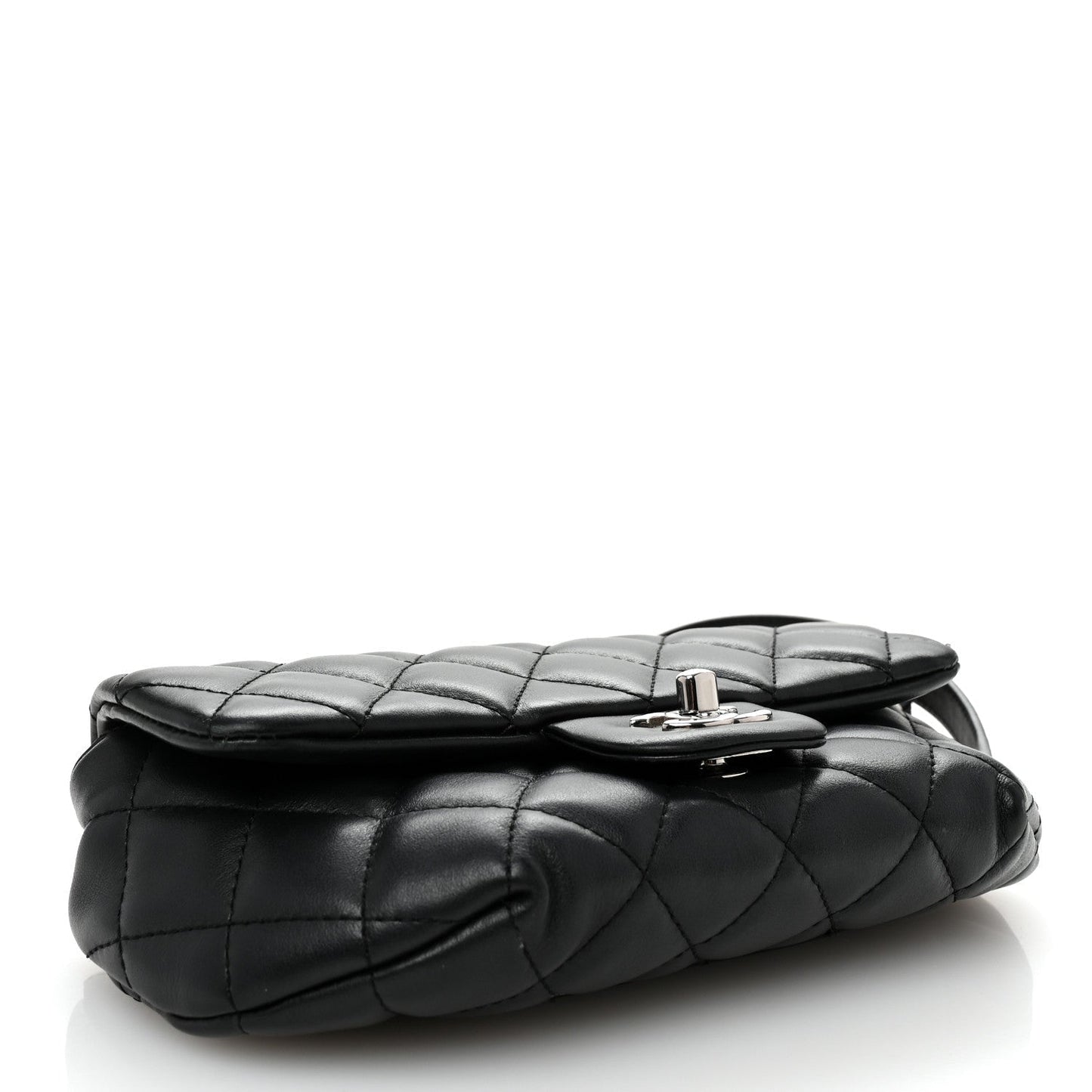 Amelia Calfskin Quilted CC Uniform Flap Belt Bag Black